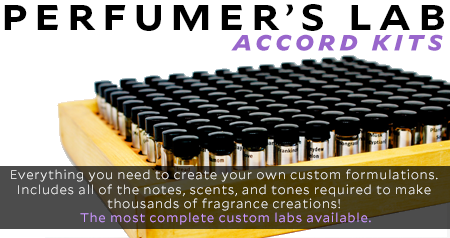 Perfumers Lab Accord Kits. Our Perfumer's lab kit is complete with everything you need to create your own custom formulations. It Includes all of the notes, scents, and tones required to make thousands of personalized fragrance creations! Truly, these perfumer's labs are the most complete custom labs available.